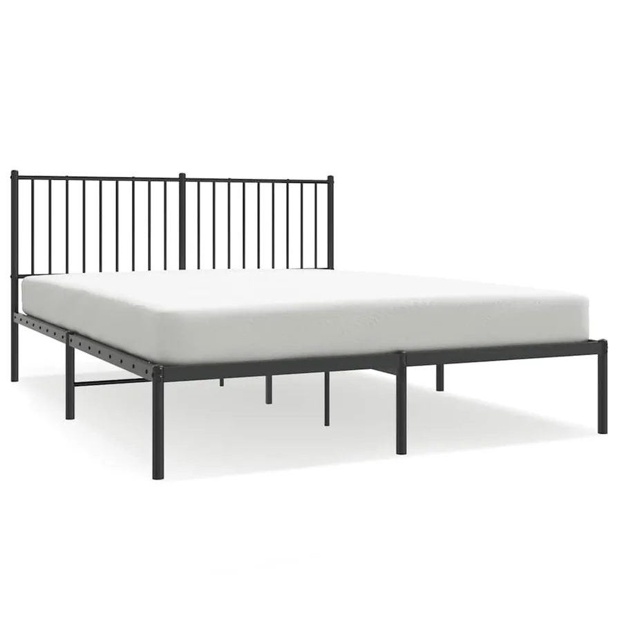 Cadre de lit métal sans matelas et tête de lit noir 160x200 cm - 2