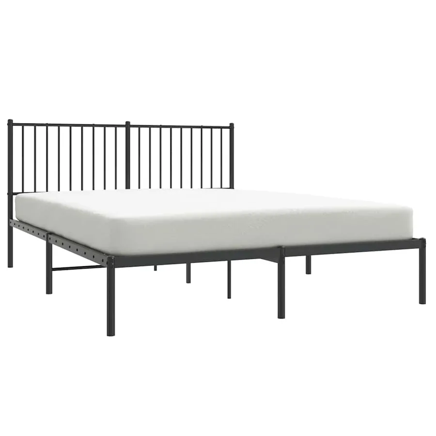 Cadre de lit métal sans matelas et tête de lit noir 160x200 cm - 4