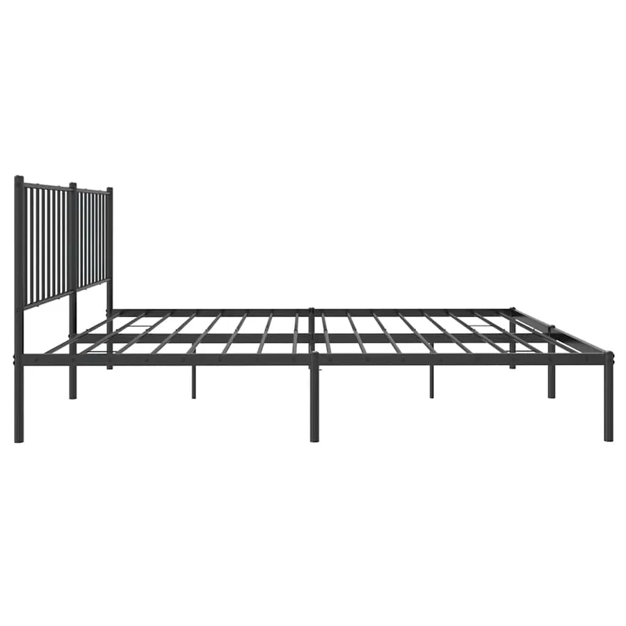 Cadre de lit métal sans matelas et tête de lit noir 160x200 cm - 6