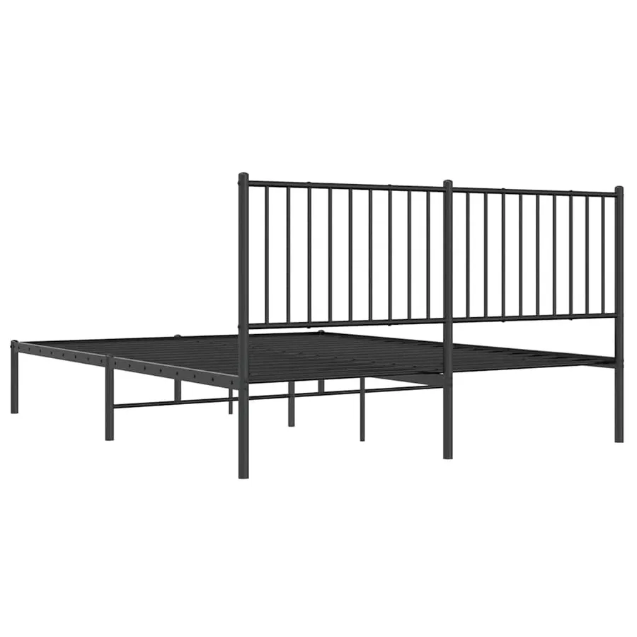 Cadre de lit métal sans matelas et tête de lit noir 160x200 cm - 7