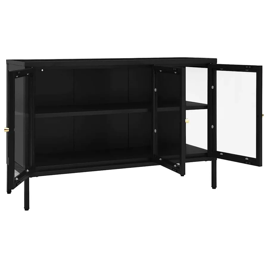 Buffet Noir 105x35x70 cm Acier et verre - 6