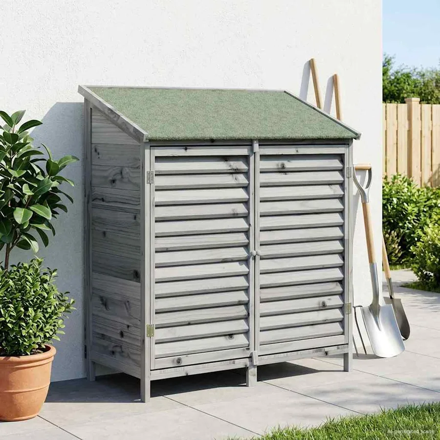 Abri de jardin Gris 106 x 56 x 113,5 cm Bois de Sapin Massif - 3