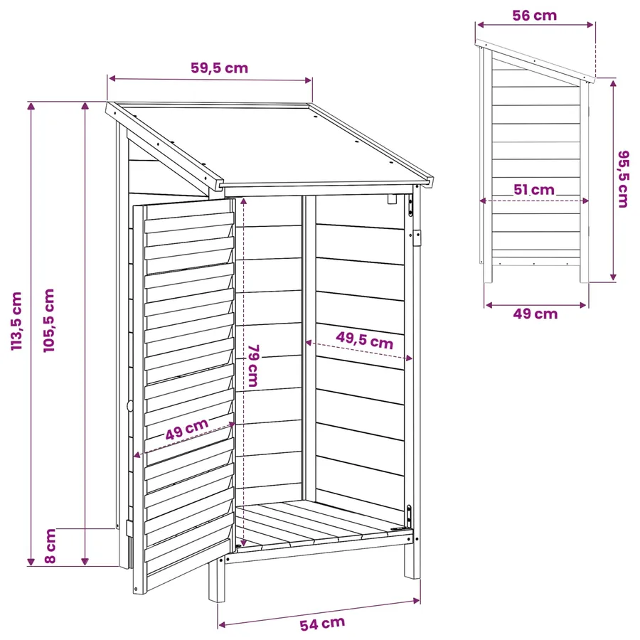 Abri de jardin Blanc 59 x 56 x 113,5 cm Bois de Sapin Massif - 11