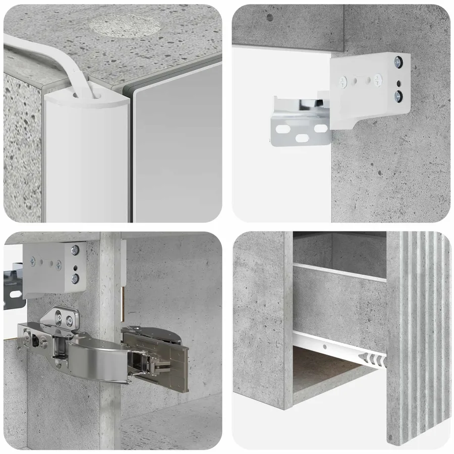 Ensemble d'armoire de salle de bain 5 pcs Gris béton - 9