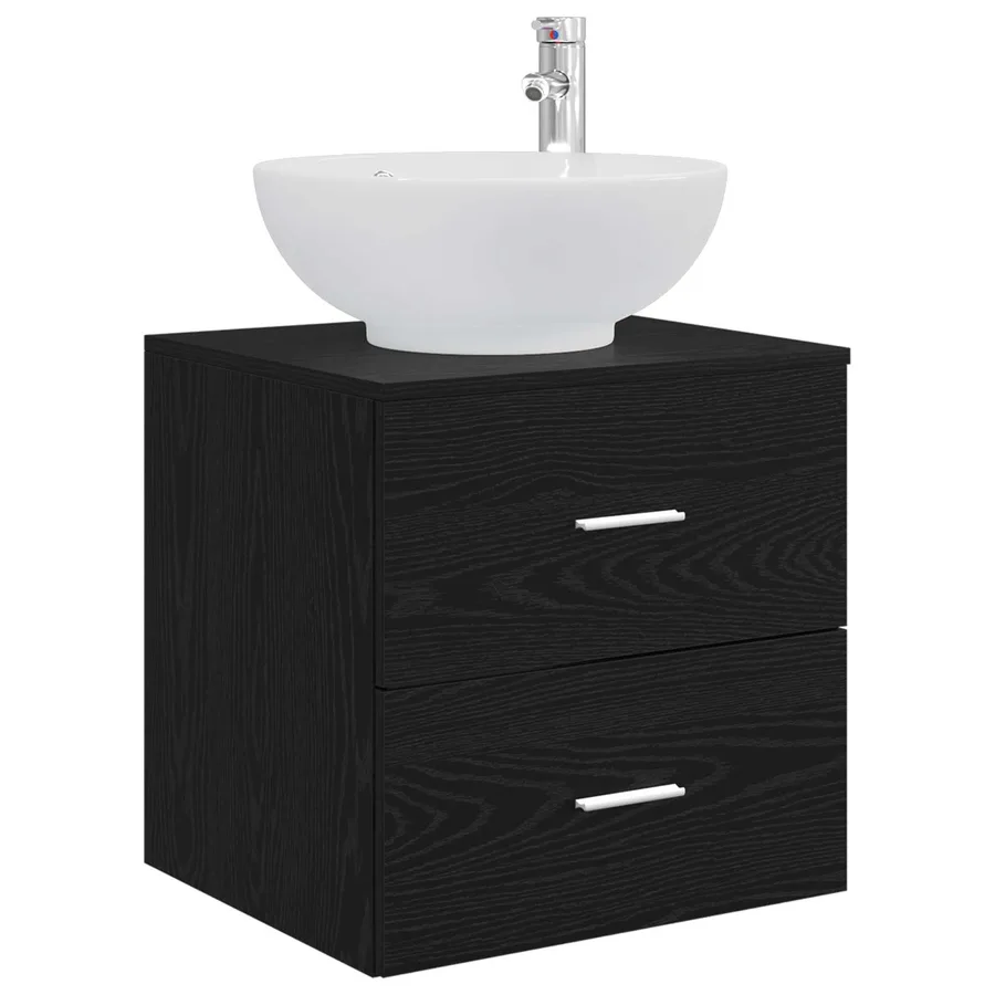 Vanité de lavabo mural Chêne noir 49,5 x 44,5 x 66,5 cm - 2