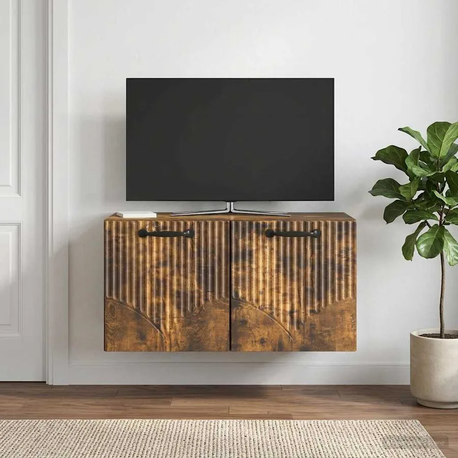 Meuble TV mural Chêne fumé 59,5 x 31 x 30 cm Bois d'ingénierie - 4