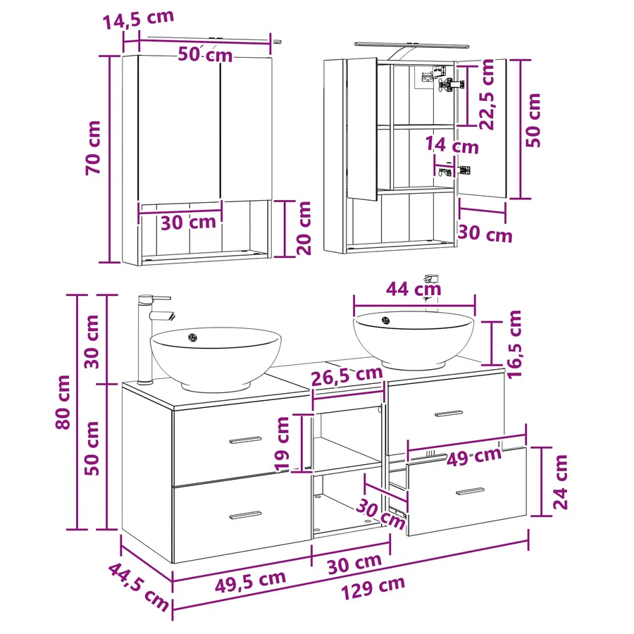 Ensemble de mobilier de salle de bain 5 pcs Chêne Sonoma - 14