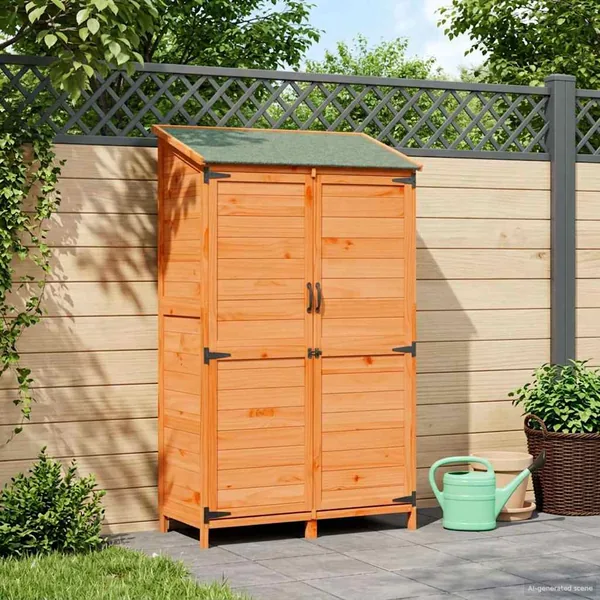 Abri de jardin Marron 106,5 x 56 x 176 cm Bois de Sapin Massif