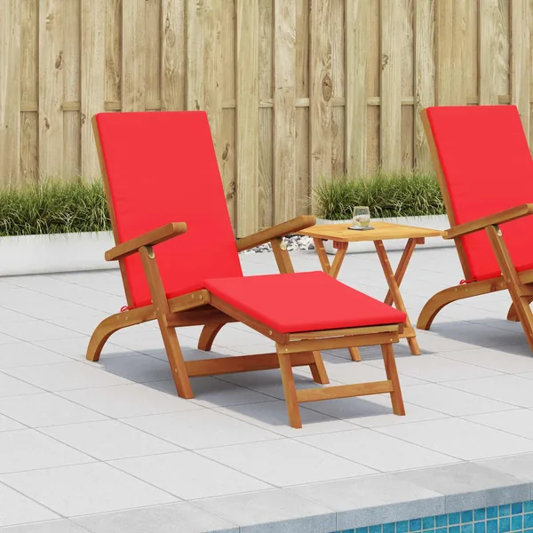 Chaise longue inclinable et pliable 2 pcs Rouge
