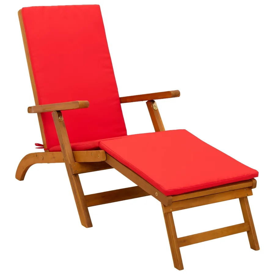 Chaise longue inclinable et pliable 2 pcs Rouge - 5