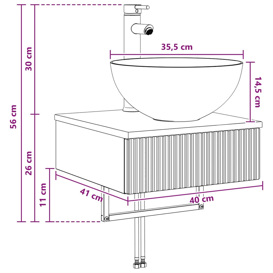 Basin de lavage mural Chêne Sonoma 40 x 41 x 40,5 cm - 10
