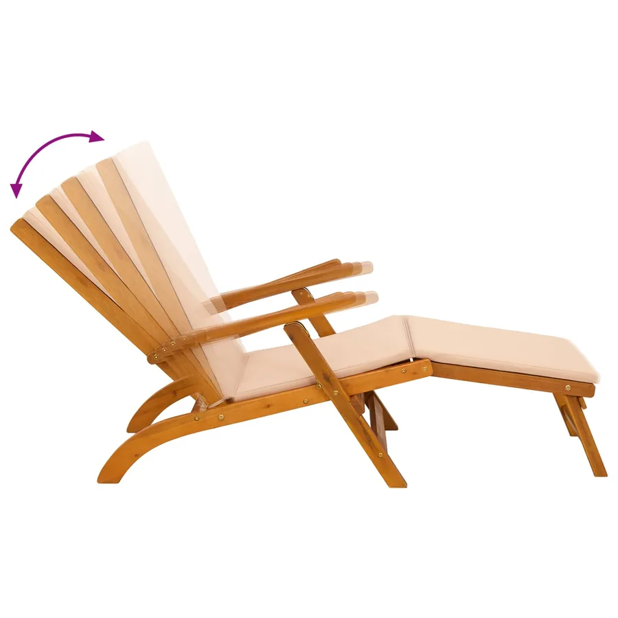 Chaise longue inclinable et pliable 2 pcs Beige - 11