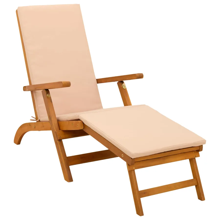 Chaise longue inclinable et pliable 2 pcs Beige - 5