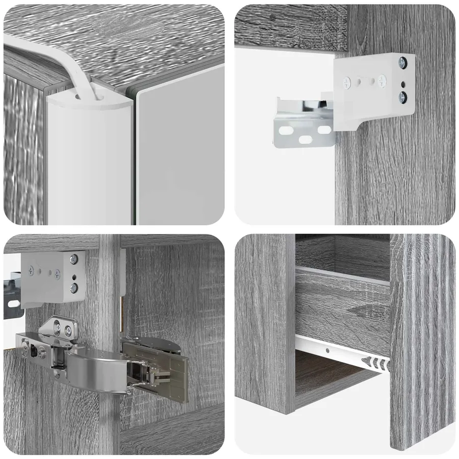 Ensemble d'armoire de salle de bain 5 pcs Sonoma gris - 9