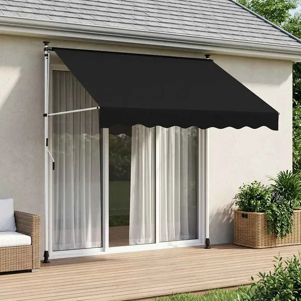 Auvent rétractable manuel Noir 350 cm