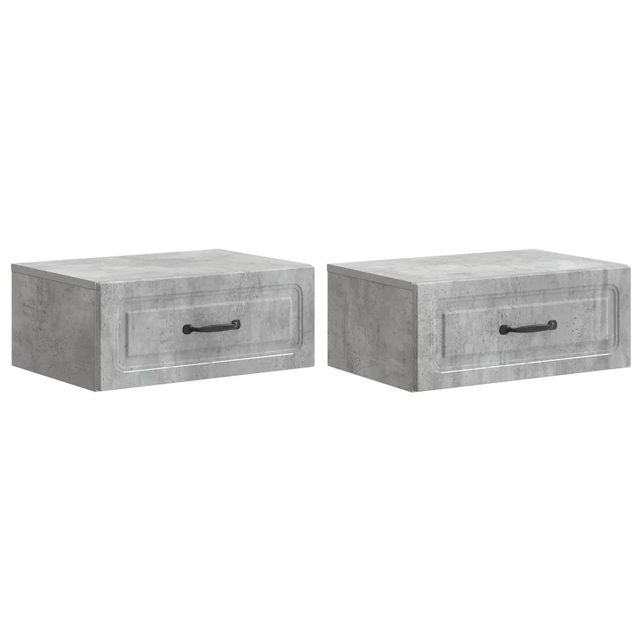 Cabinet de chevet mural 2 pcs Gris béton 49 x 34,5 x 20 cm - 2