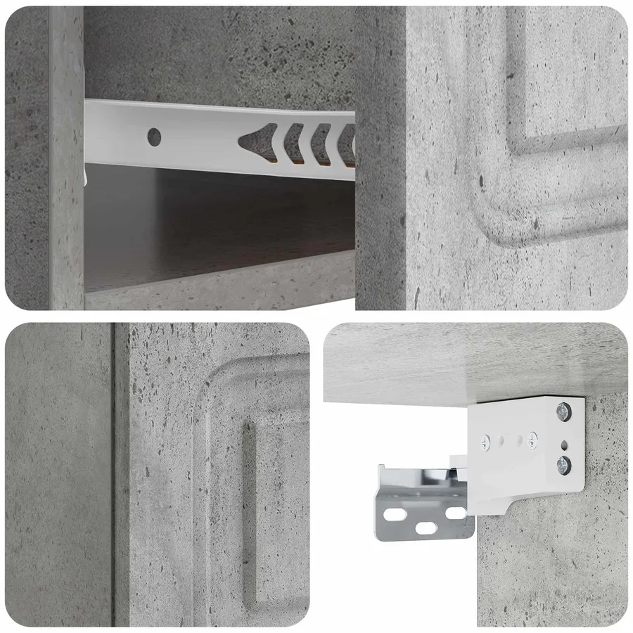 Cabinet de chevet mural 2 pcs Gris béton 49 x 34,5 x 20 cm - 8
