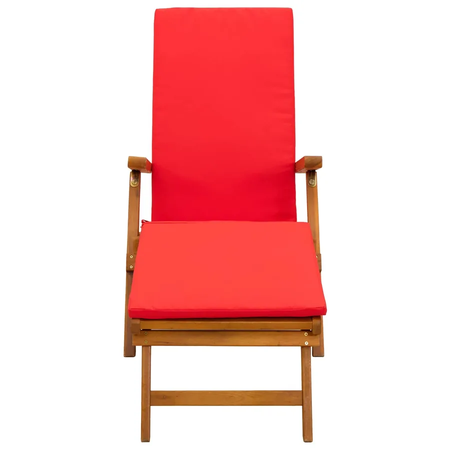 Chaise longue inclinable et pliable avec coussin 2 pcs Rouge - 6