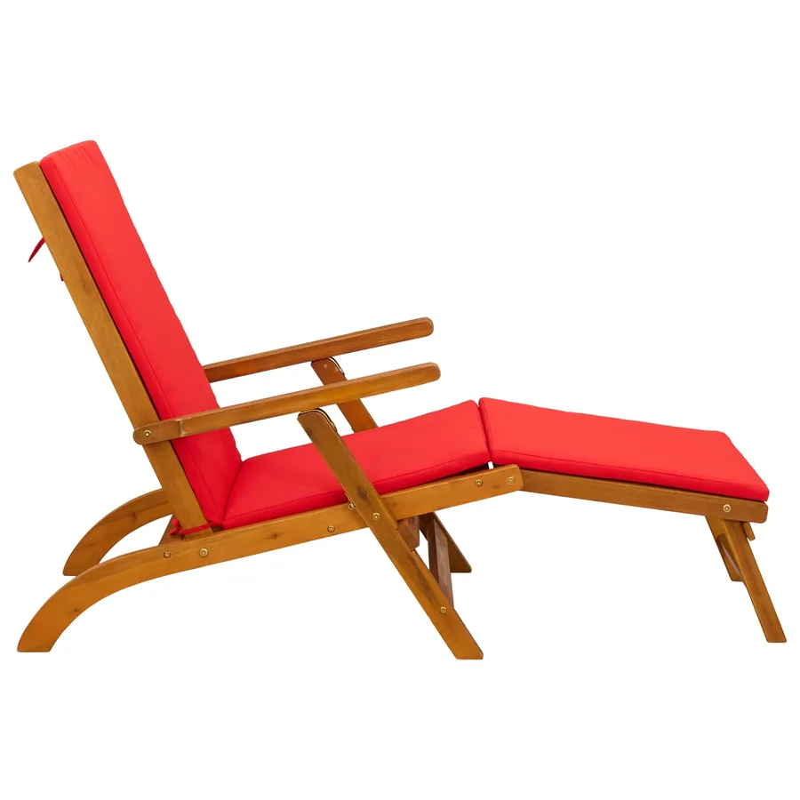 Chaise longue inclinable et pliable avec coussin 2 pcs Rouge - 7