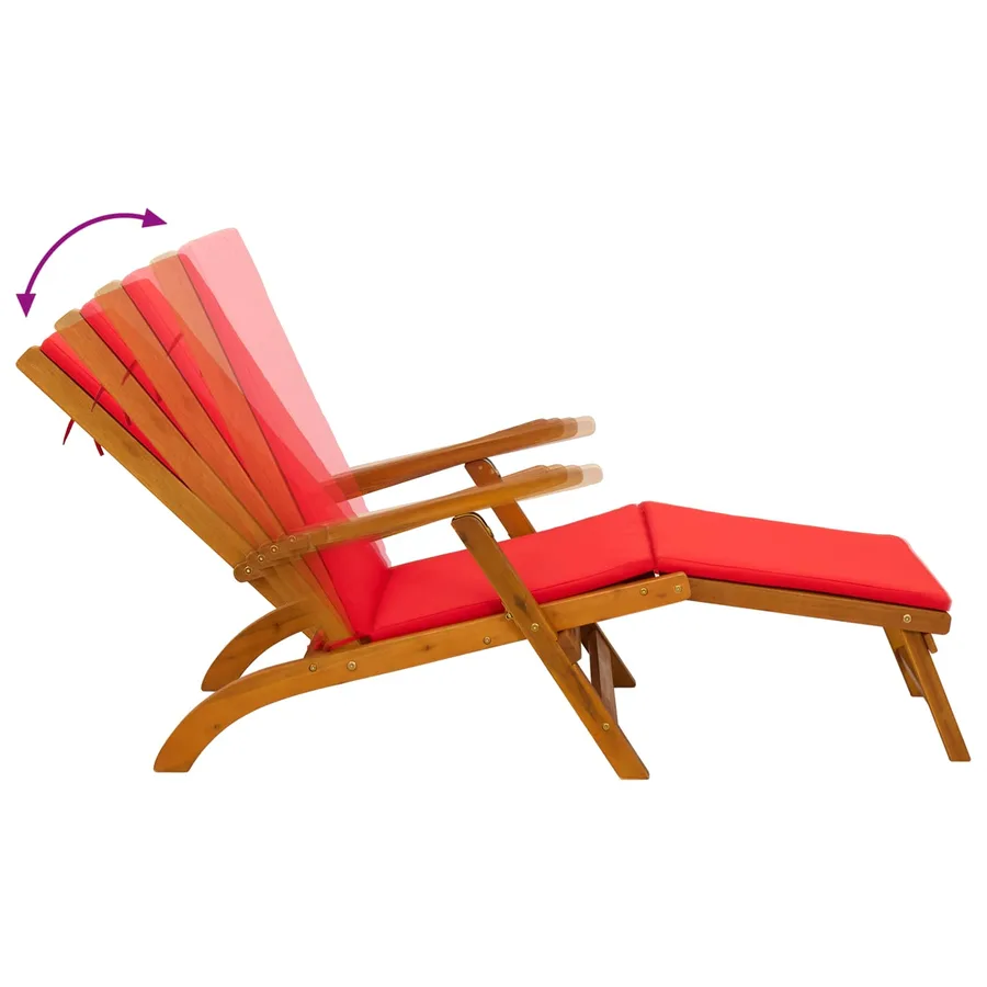 Chaise longue inclinable et pliable 3 pcs Rouge - 11