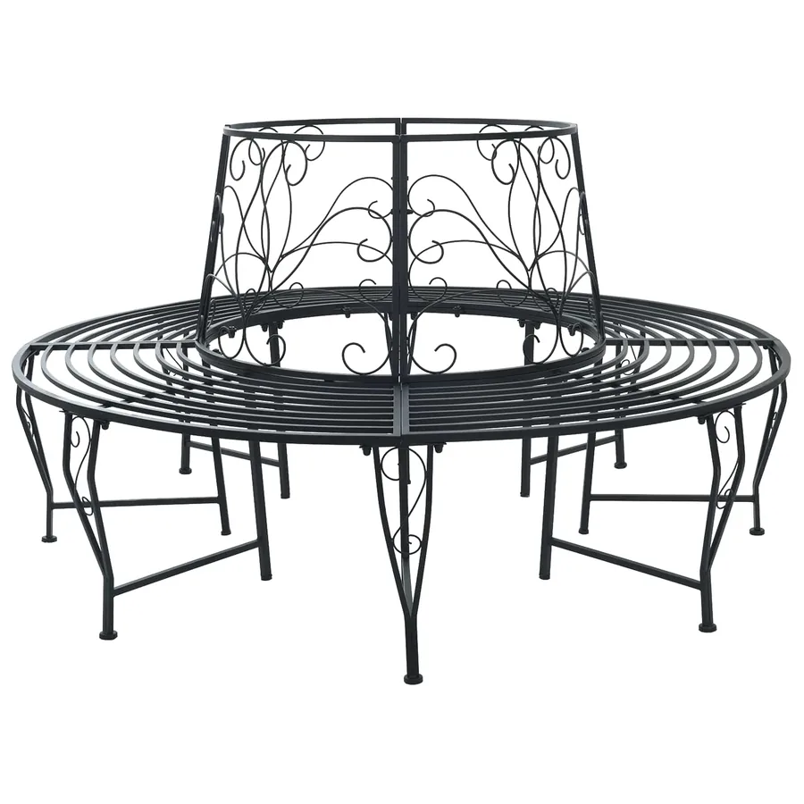 Banc d'Arbre 8-Nombre de places Ø 160 x 89 cm Acier Noir Rond