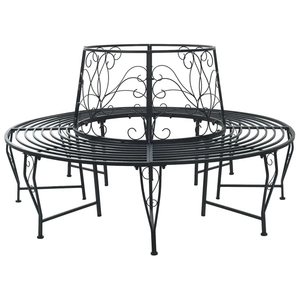 Banc d'Arbre 8-Nombre de places Ø 160 x 89 cm Acier Noir Rond
