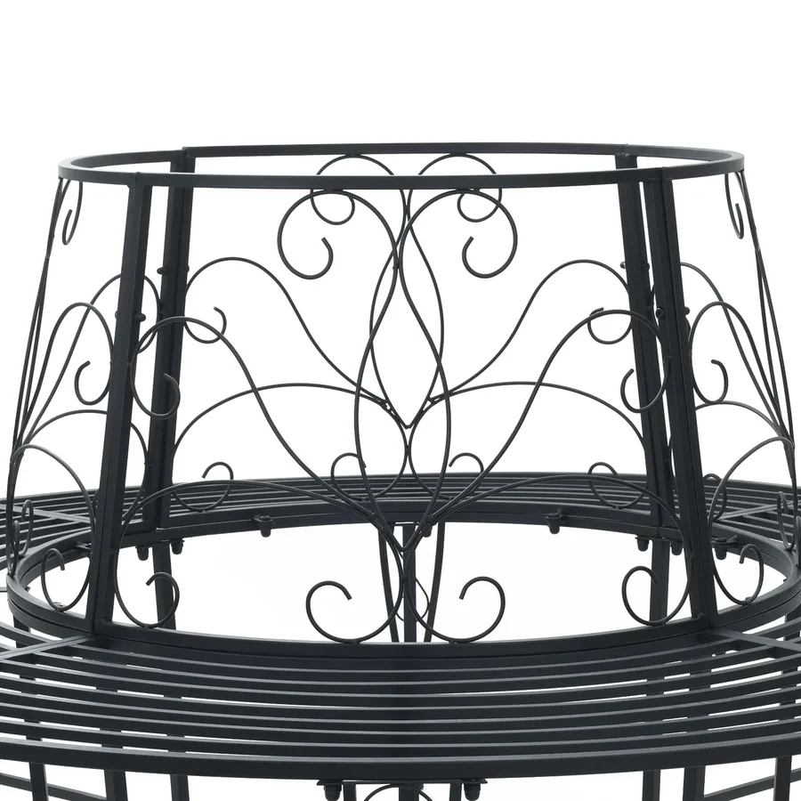 Banc d'Arbre 8-Nombre de places Ø 160 x 89 cm Acier Noir Rond - 5