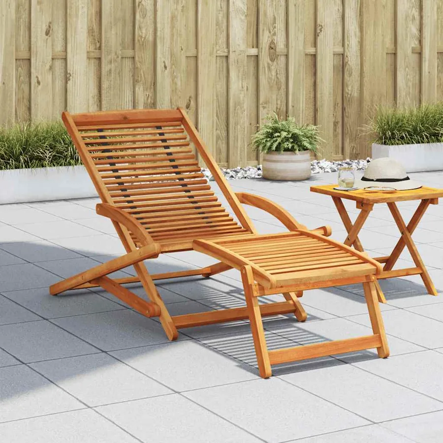 Chaise de terrasse avec repose-pied Bois d'acacia solide