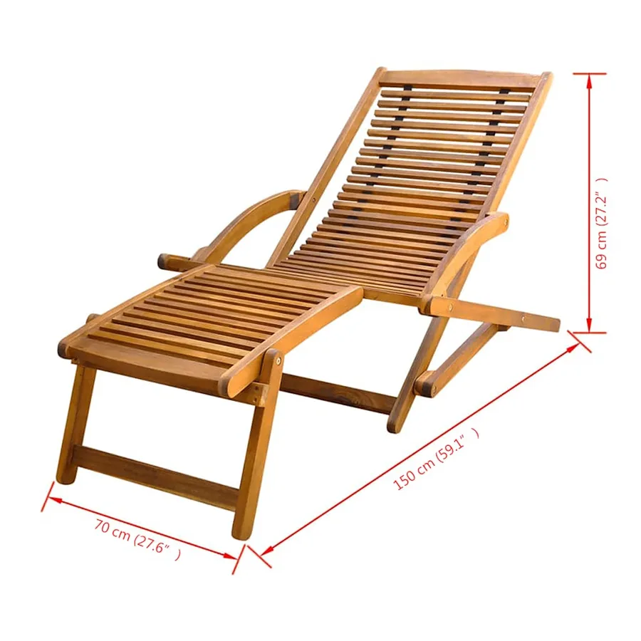 Chaise de terrasse avec repose-pied Bois d'acacia solide - 10