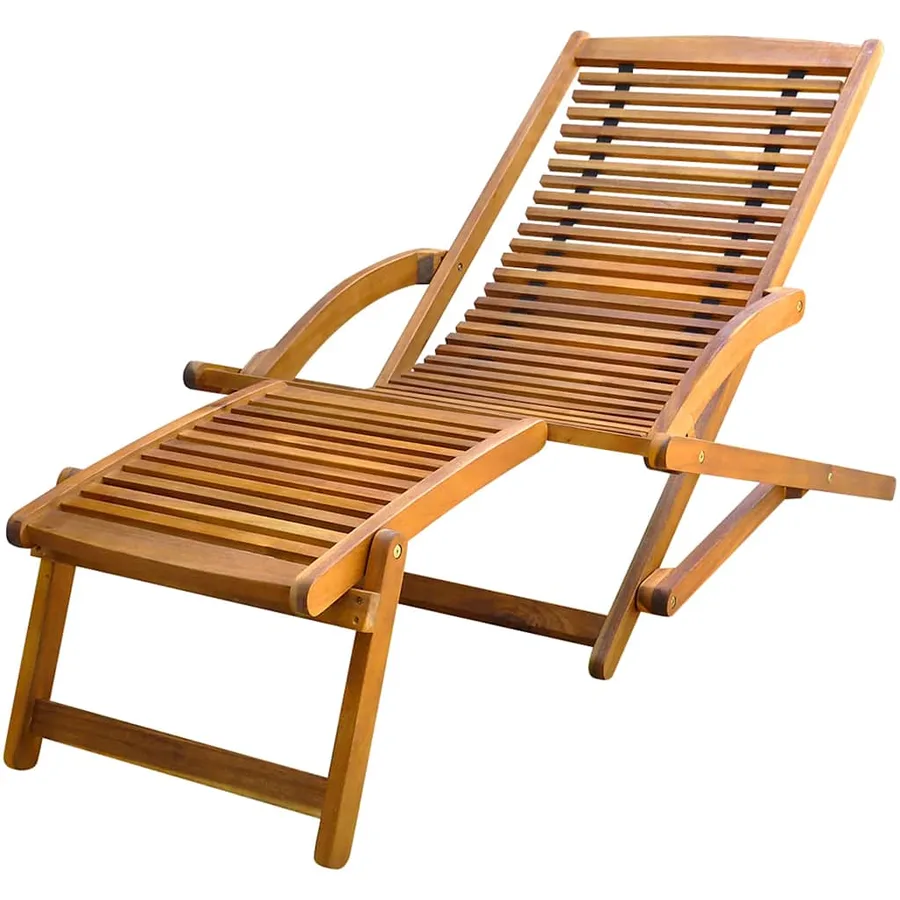 Chaise de terrasse avec repose-pied Bois d'acacia solide - 2