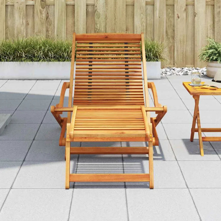 Chaise de terrasse avec repose-pied Bois d'acacia solide - 3