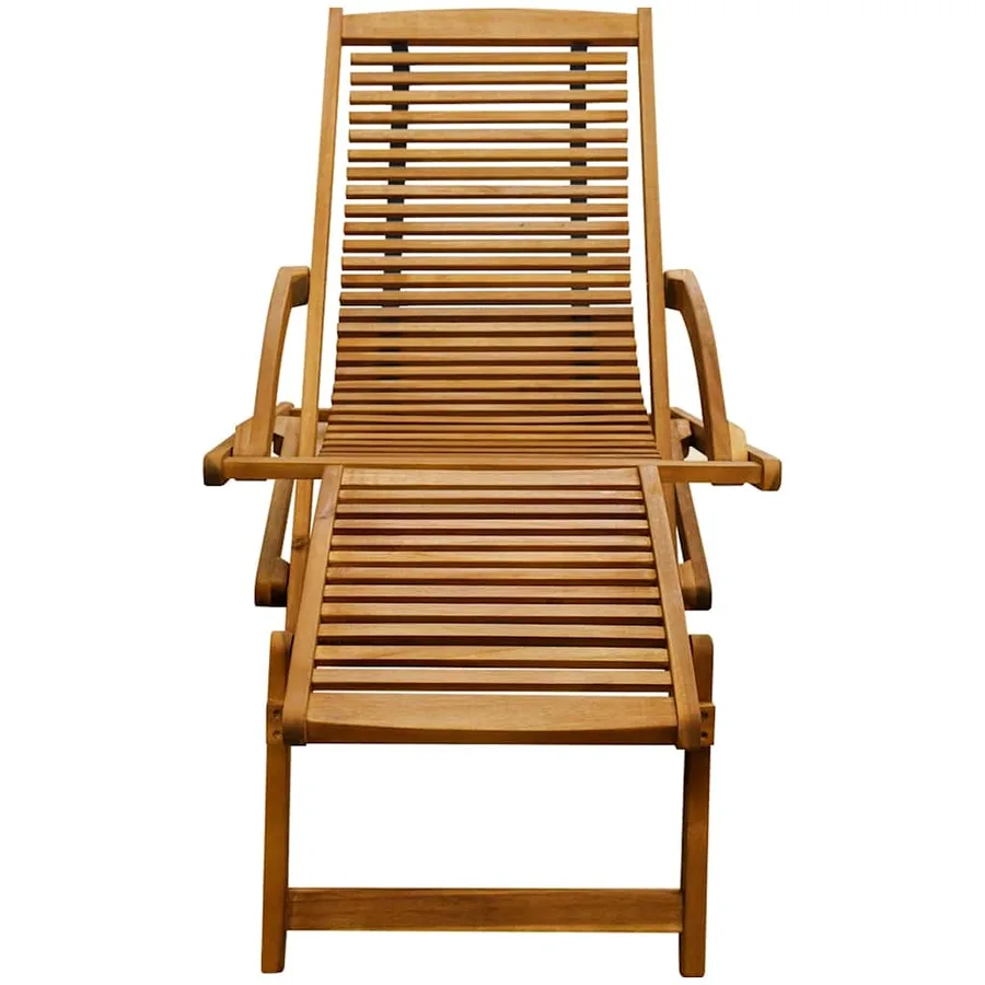 Chaise de terrasse avec repose-pied Bois d'acacia solide - 4