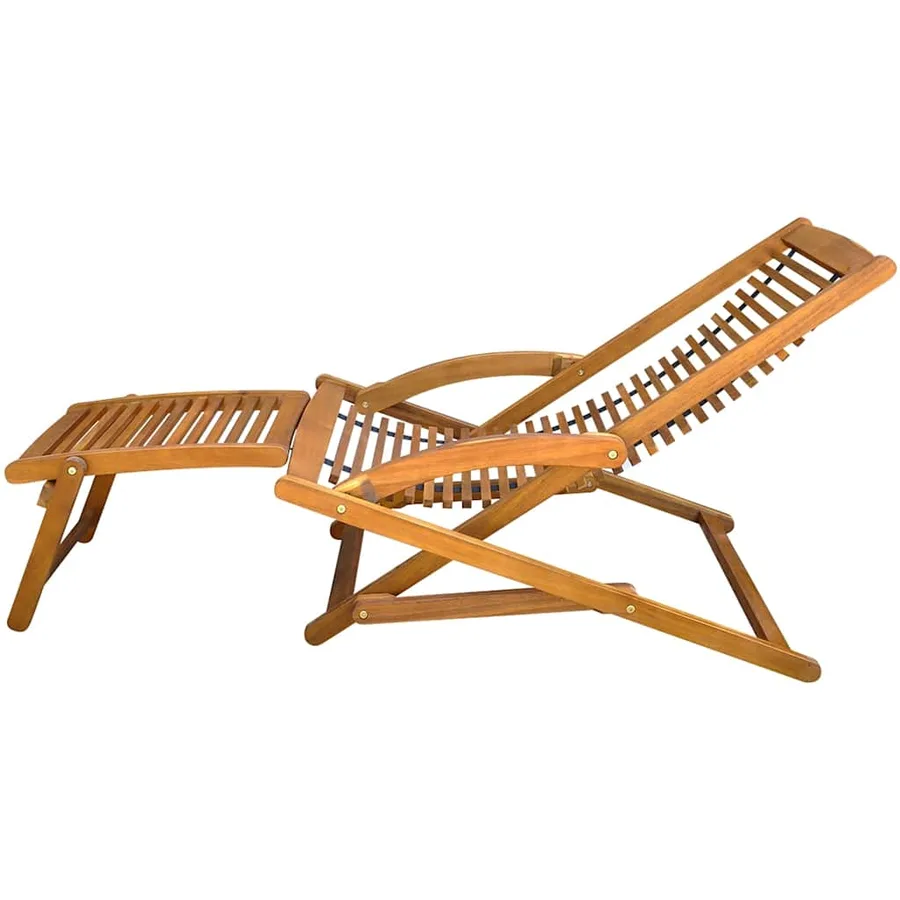 Chaise de terrasse avec repose-pied Bois d'acacia solide - 5