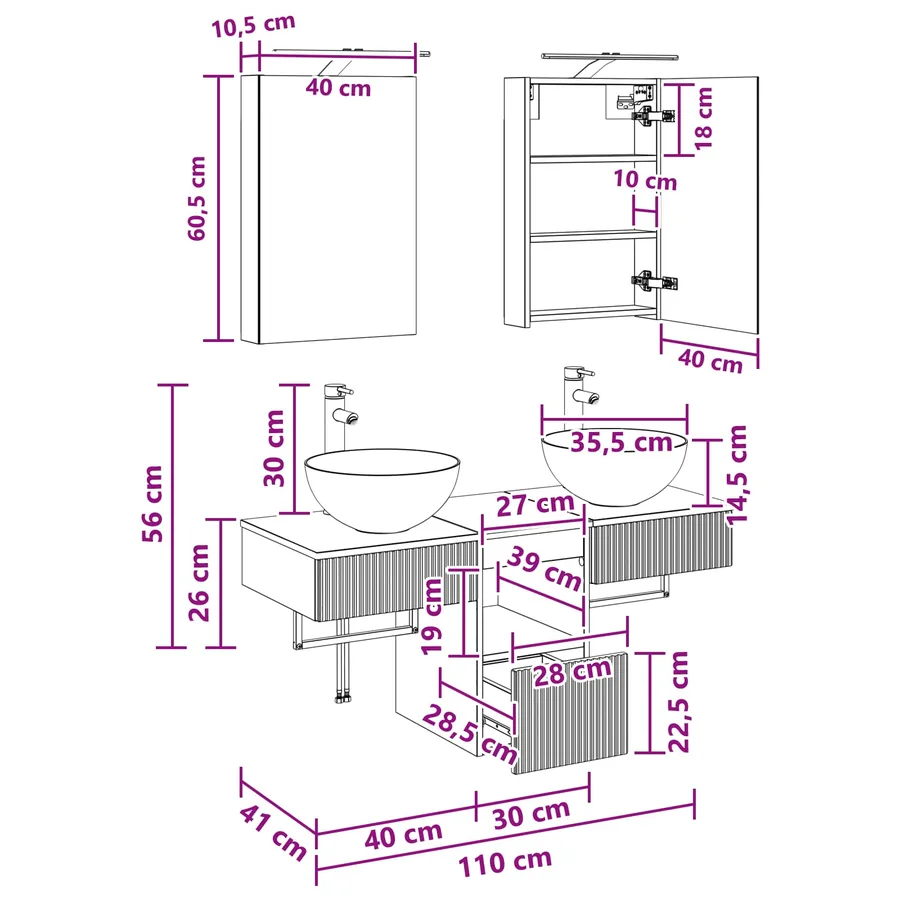 Ensemble d'armoire de salle de bain 5 pc Chêne artisanal - 15