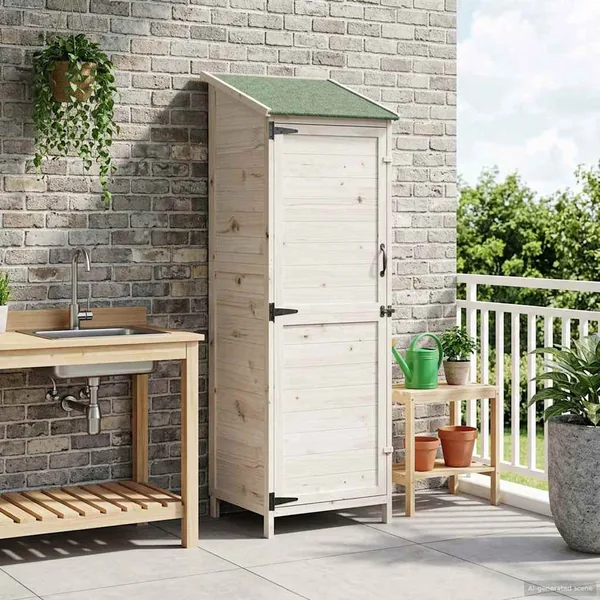 Abri de jardin Blanc 59,5 x 56 x 176,5 cm Bois de Sapin Massif