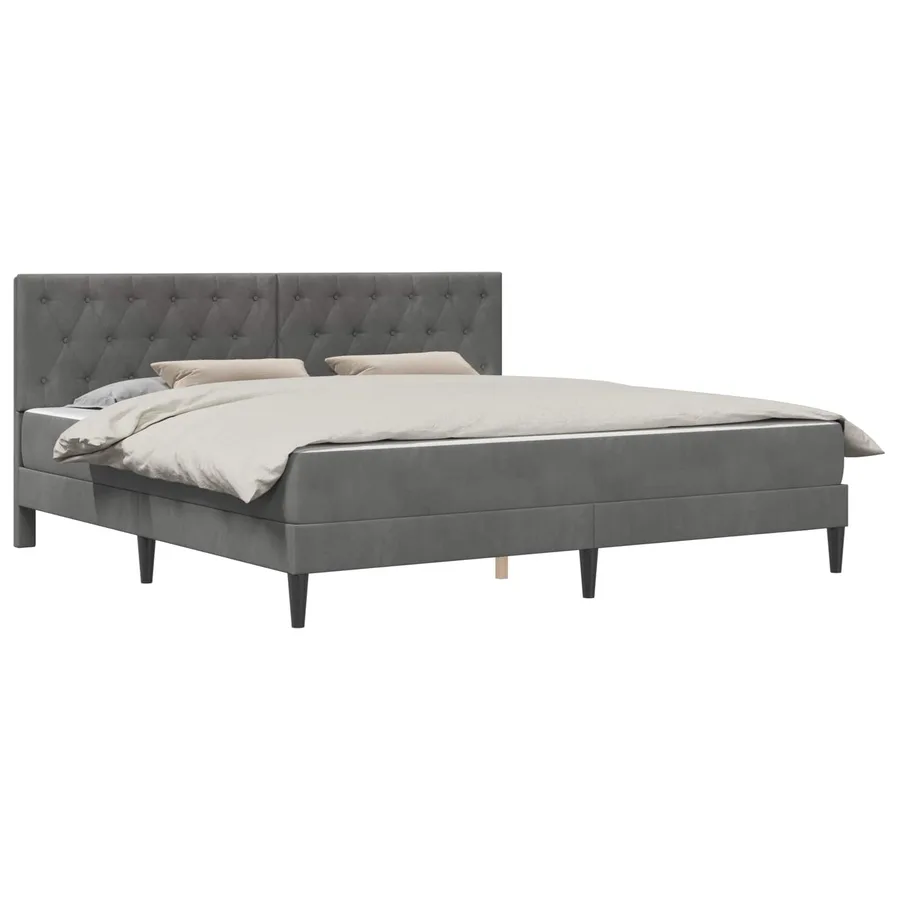 Cadre de lit avec matelas Gris foncé 200 x 200 cm Velours - 2