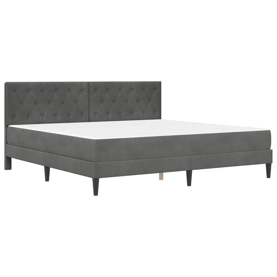 Cadre de lit avec matelas Gris foncé 200 x 200 cm Velours - 3