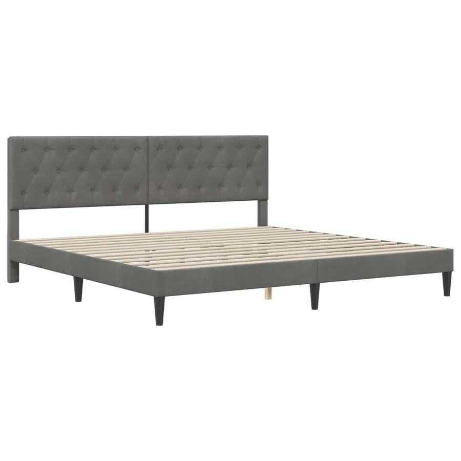 Cadre de lit avec matelas Gris foncé 200 x 200 cm Velours - 4