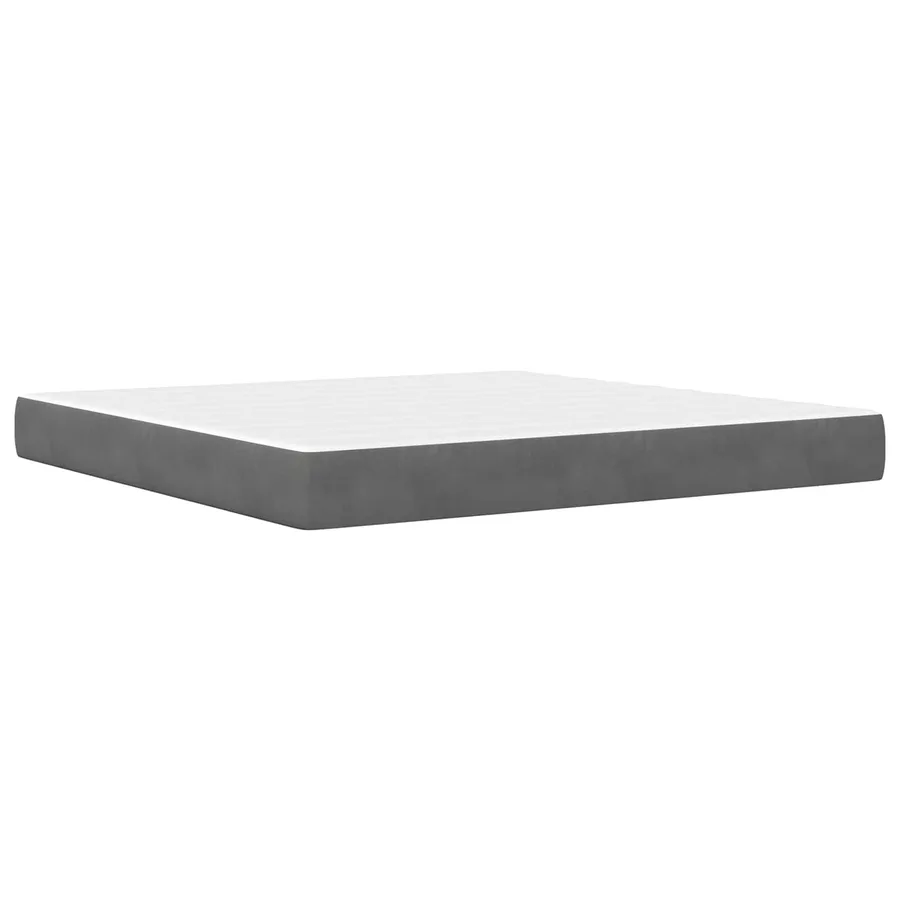 Cadre de lit avec matelas Gris foncé 200 x 200 cm Velours - 5