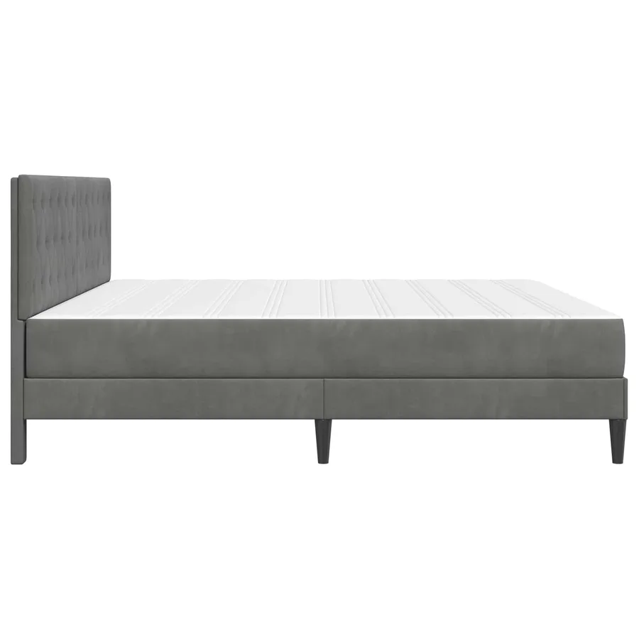 Cadre de lit avec matelas Gris foncé 200 x 200 cm Velours - 7