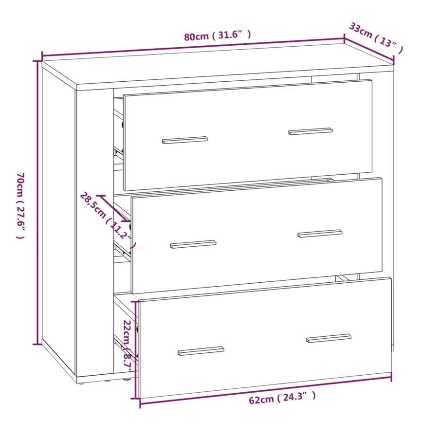 Buffet haut Gris béton Bois d'ingénierie - 11