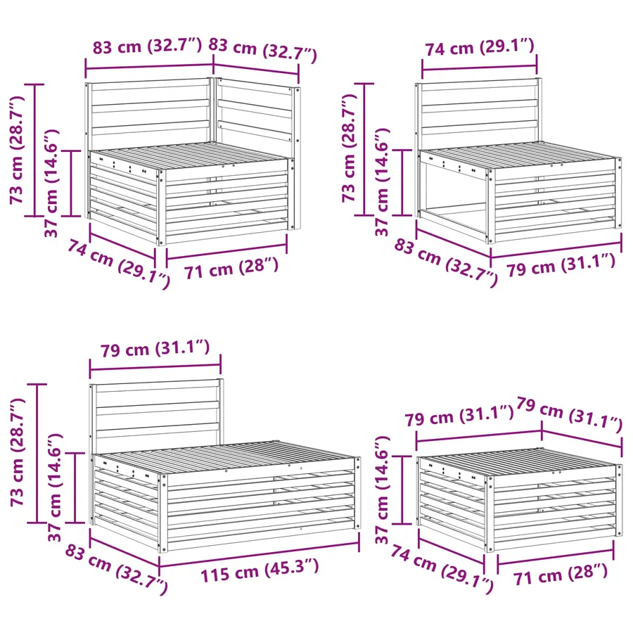 Ensemble de canapés d'extérieur 5 Pièce Naturel - 13