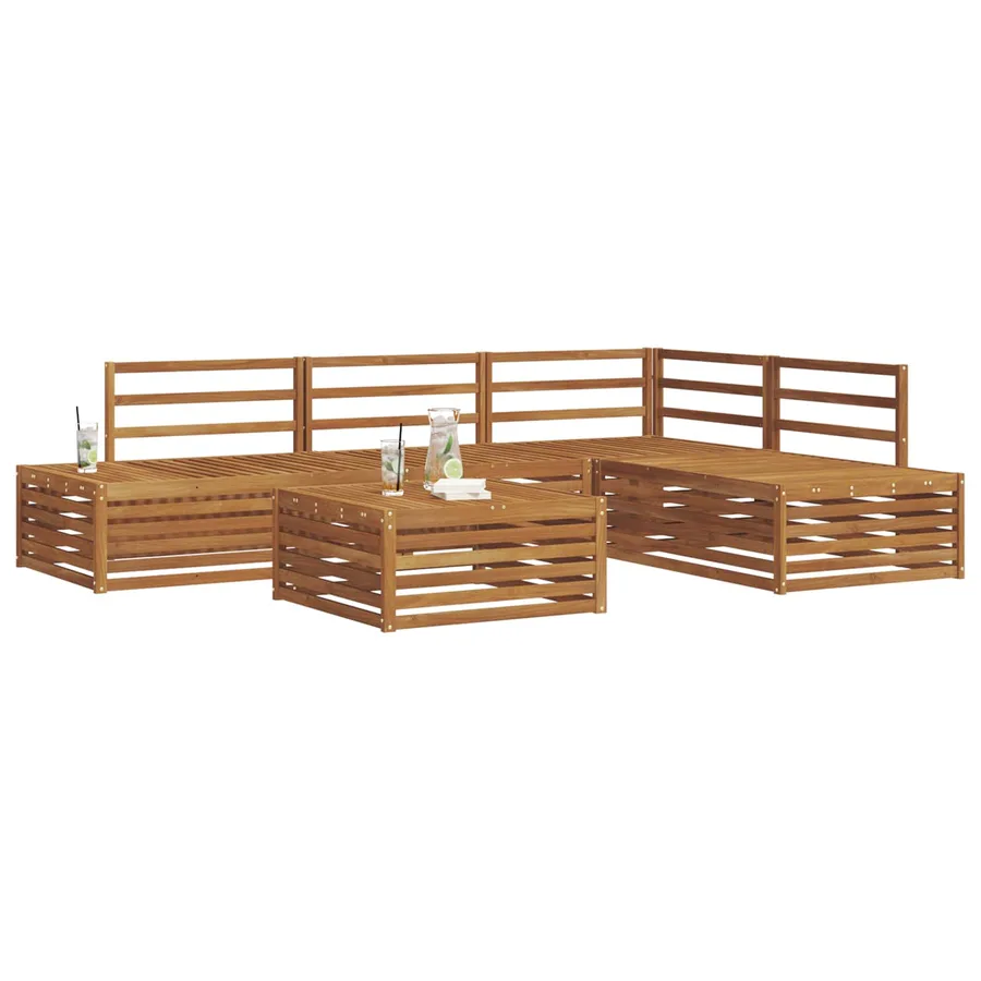Ensemble de canapés d'extérieur 5 Pièce Naturel - 3