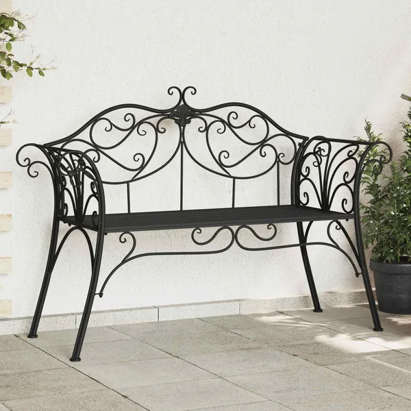 Banc de jardin 2-Nombre de places 130 x 47 x 90 cm Acier Noir
