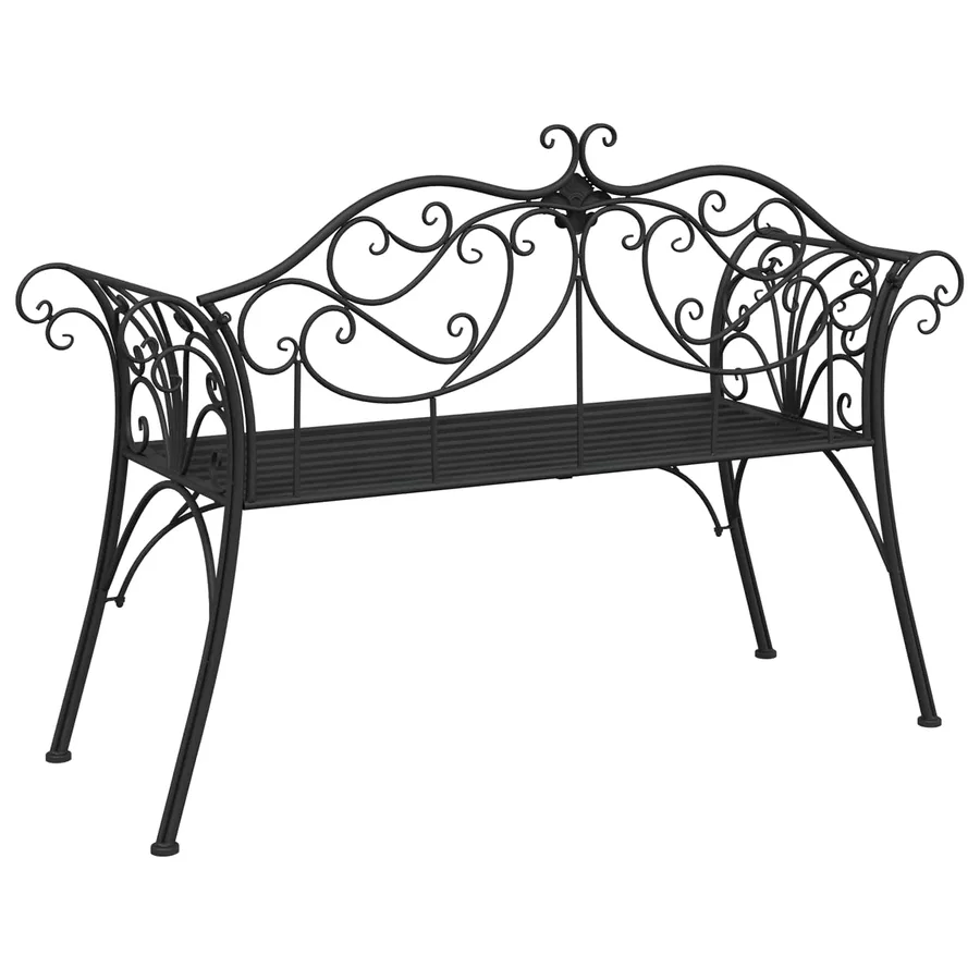 Banc de jardin 2-Nombre de places 130 x 47 x 90 cm Acier Noir - 5