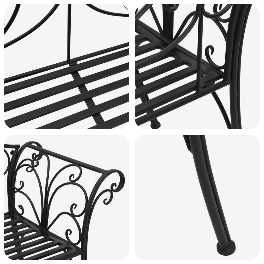 Banc de jardin 2-Nombre de places 130 x 47 x 90 cm Acier Noir - 6