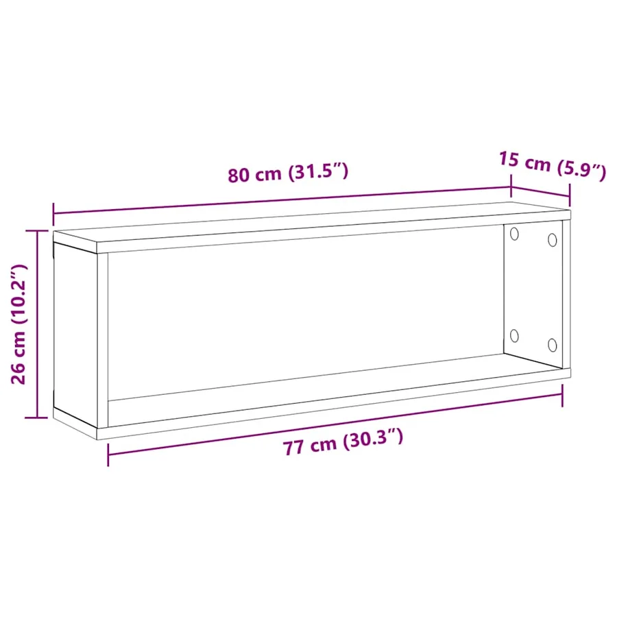 Étagères cube murales 4 pcs Chêne sonoma 80x15x26,5 cm - 11
