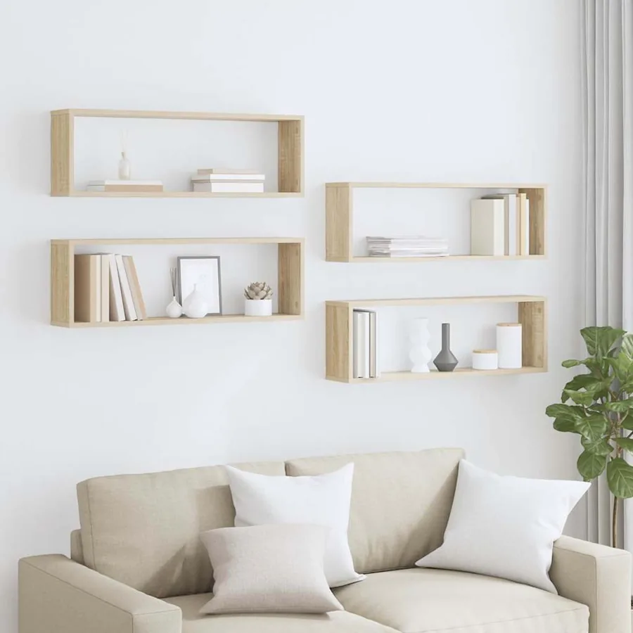 Étagères cube murales 4 pcs Chêne sonoma 80x15x26,5 cm - 3