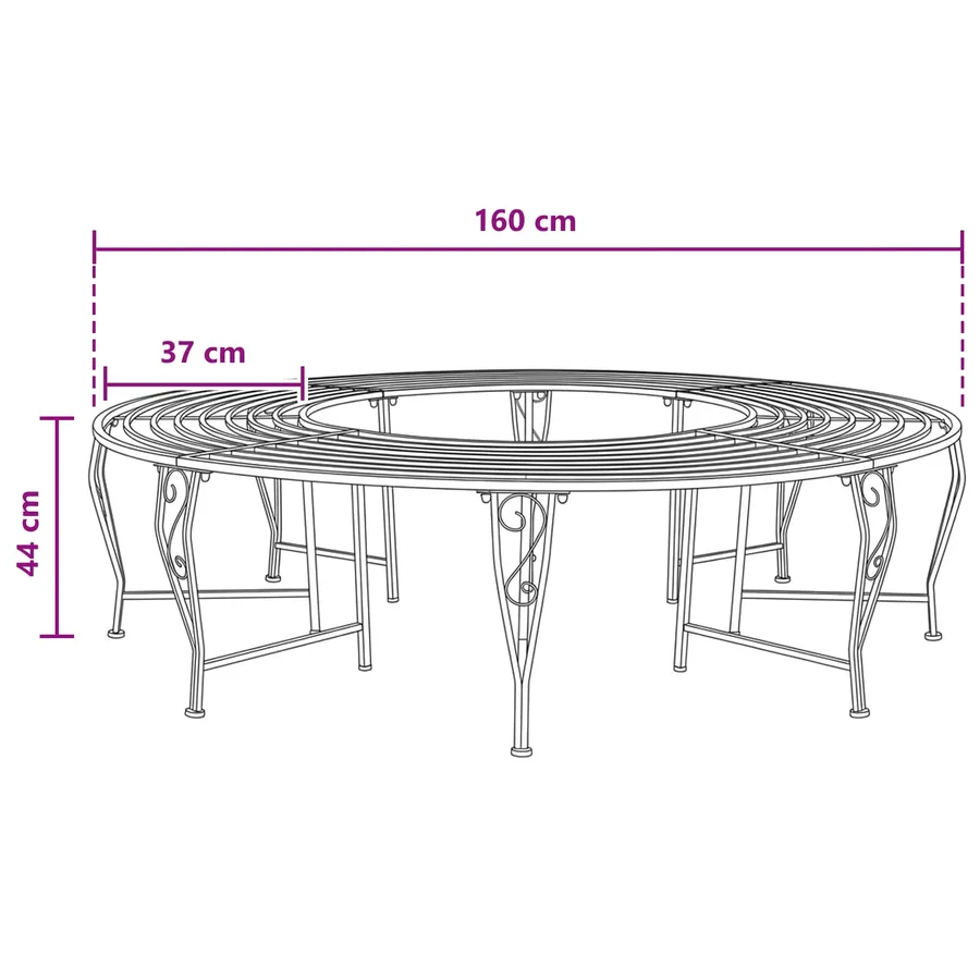 Banc d'Arbre 8-Nombre de places Ø 160 x 44 cm Acier - 5