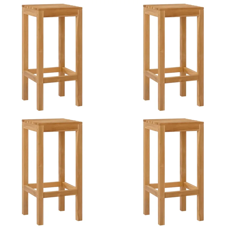 Tabouret de bar 4 pcs Naturel Bois de teck massif - 2